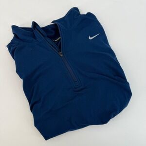 Nike Dri Fit Navy Blue Quarter Zip Long Sleeve Athletic Shirt Men's Medium
